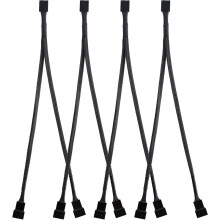 JJBRDZ-4 Pack PWM Fan Splitter Cable Y Splitter Computer PC Fan Power Cable 4 Pin 1 to 2 Converter, Black Sleeved Braided