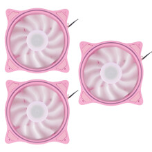 JJBRDZ-4 Pin 120mm Cool Fan Pc Fans 3 Aperture Interntl External Pink LED Large Air Volume Silent Fan for Pc Cooling 3 Pack