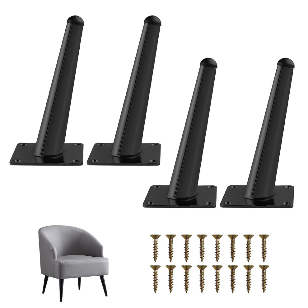 (15Cm Black) Metal Furniture Sofa Legs 15Cm Black Legs For Furniture Oblique Conical Furniture Replacement Feet With Screws For Table Cabinet Bed Cupb 5413367609581