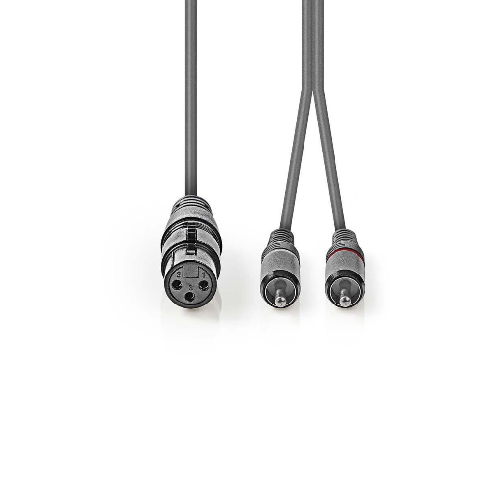 Nedis Xlr Female To 2X Phono Rca Plug Stereo Audio Patch Cable Adapter Lead 1.5M 5412810295807