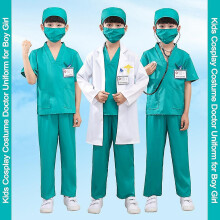 (130) Kids Doctor Nurse Costume Medical Uniform Scrubs Book Day Party Outfit