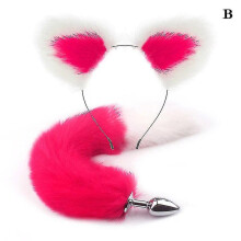 (b) Sexy Foxmetal Butt Plug Tail With Hairpin Kit Tail For Couple Cosplay Foxtail Al Plug For Couple Sexgames