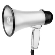 (silver) Portable Megaphone Bullhorn 25 Watt Megaphone Speaker And Siren/alarm Modes
