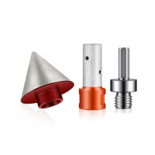 3 Pcs Diamond Beveling Chamfer Bits With 5/8-11 In Thread Adapter Diamond Milling Bits For Tile Gla