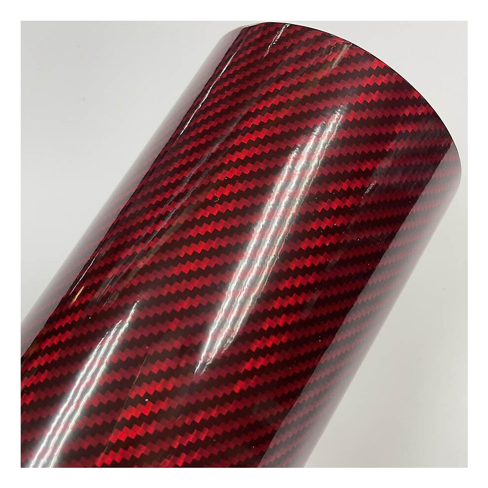 (, 30Cm X 152Cm) Holographic Rainbow Carbon Fiber Vinyl Wrap Film Bubble Free Air Release Car Wrap Vinyl Automotive Diy Decals Red 5413367653591