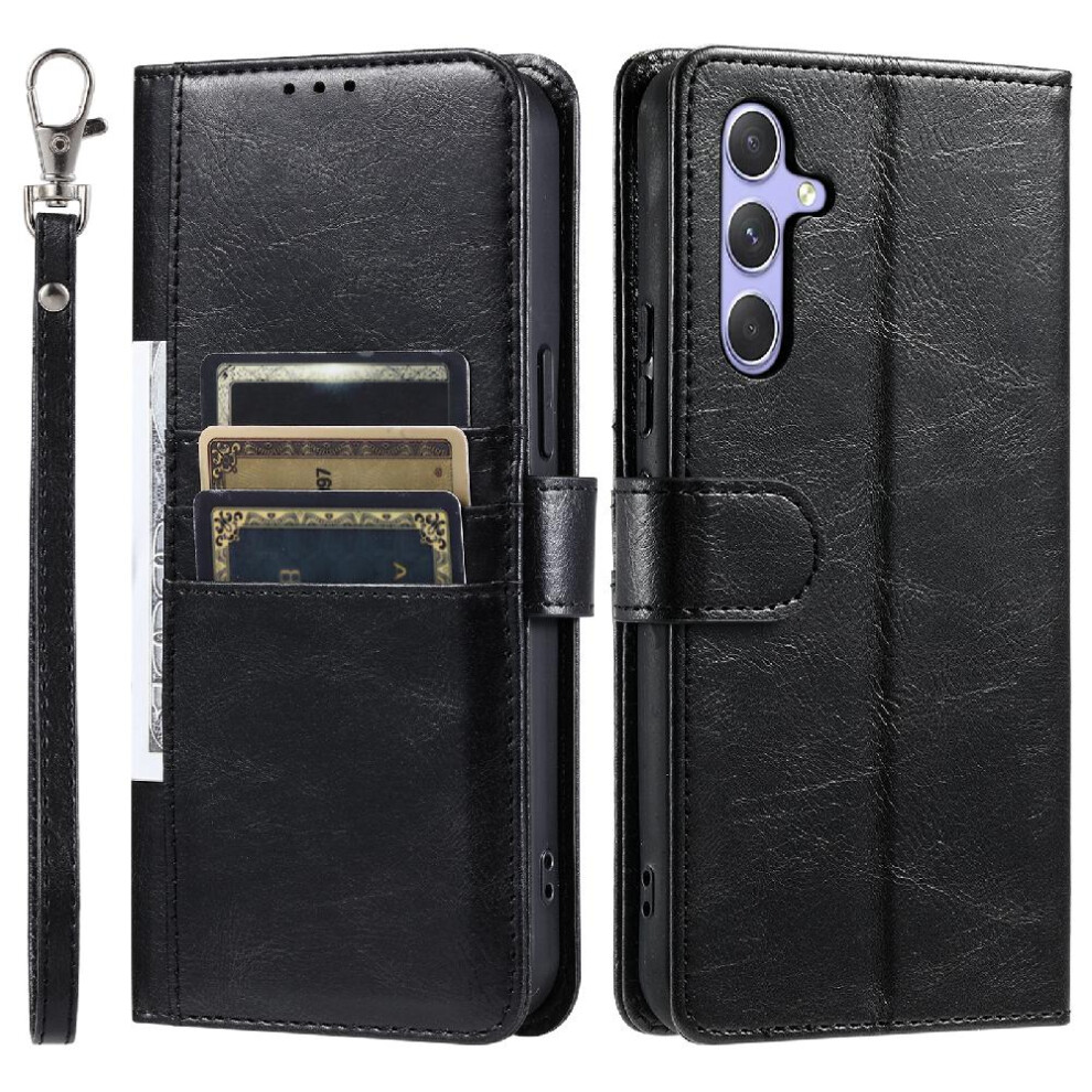 (Black) Flip Case For Samsung Galaxy A15 4G/5G Pu Leather 6 Card Slots Kickstand Wallet Black 764762721381