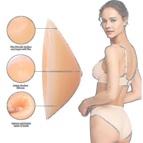 (A pair 800G) 1 Pair Silicone Breast Form Triangle Mastectomy Prosthesis Bra Pad Enhancer 2