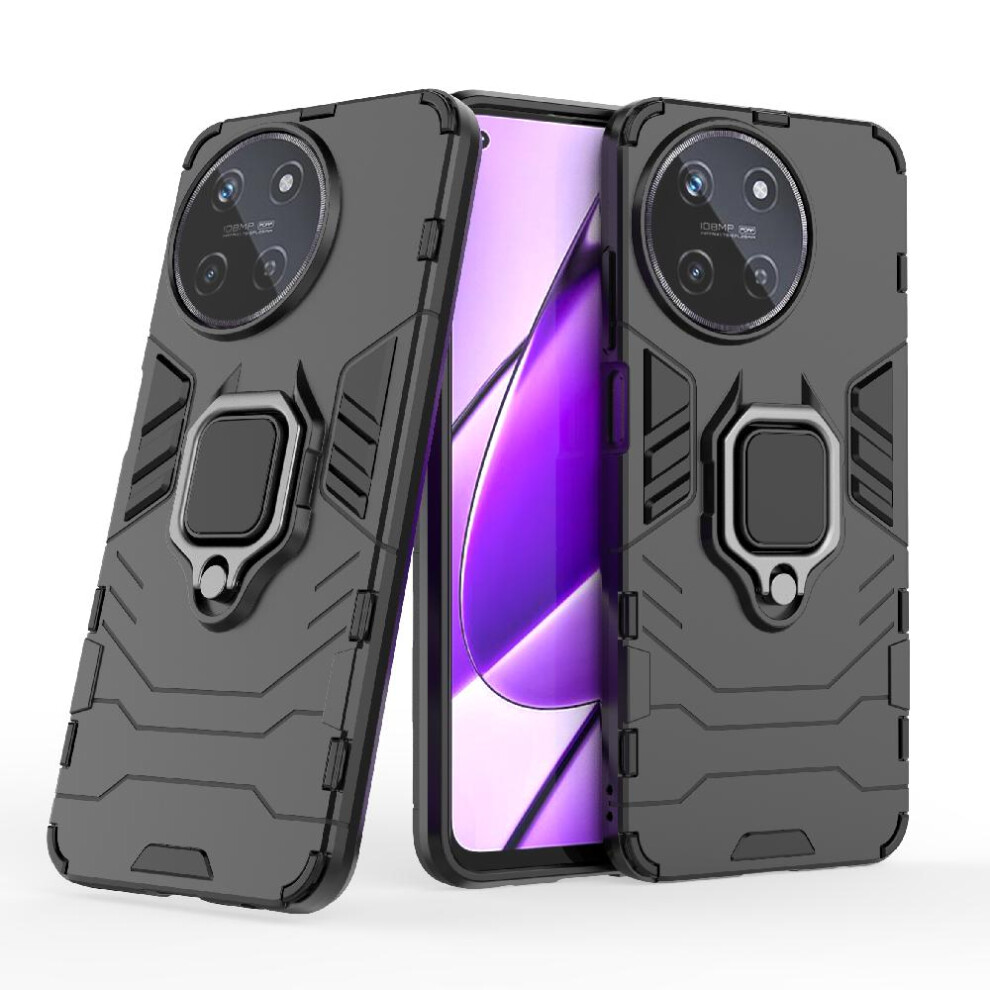 (Black) Case For Realme 11 4G Shockproof Cover Kickstand 360Rotating Ring Military Drop Protection Black 764762724412