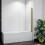 AICA Brushed Gold Pivot Frameless Bath Shower Screen Easyclean 1