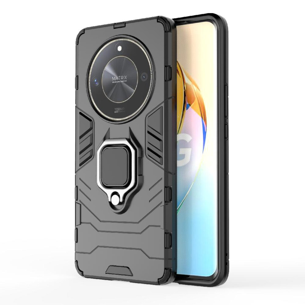 (Black) Case For Honor X9b 360Rotating Ring Military Drop Protection Shockproof Cover Kickstand Black 764762724443