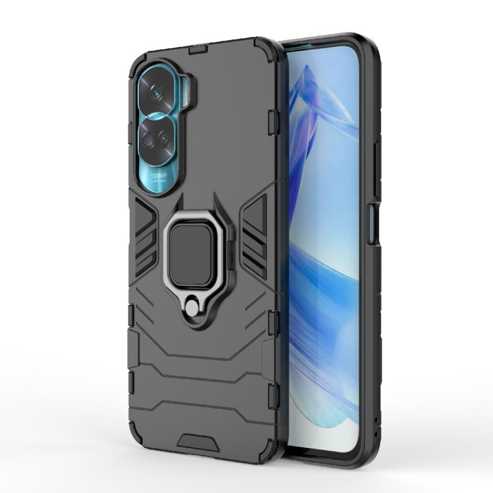 (Black) Case For Honor 90 Lite 360Rotating Ring Military Drop Protection Kickstand Shockproof Cover Black 764762724535