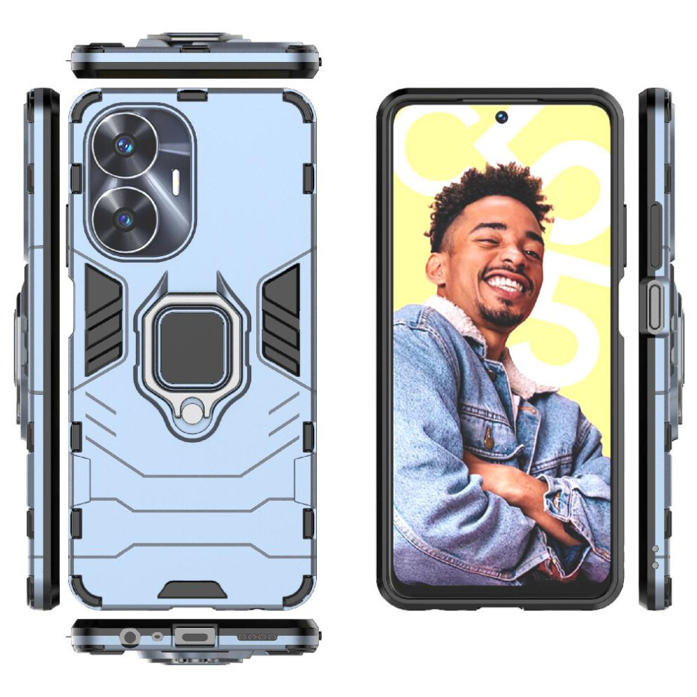 ( ) Case For Realme C55 Kickstand 360Rotating Ring Military Drop Protection Shockproof Cover Gray 764762724887