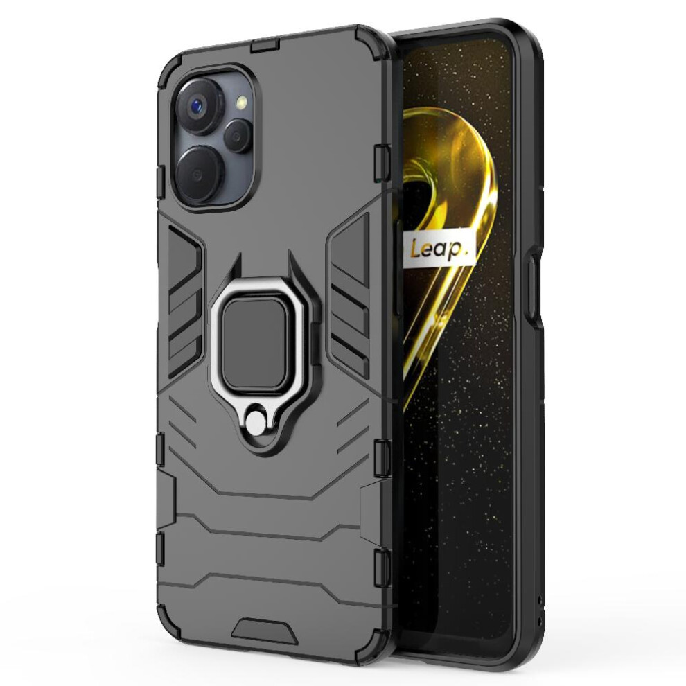 (Black) Case For Realme 9I 5G Shockproof Cover Kickstand 360Rotating Ring Military Drop Protection Black 764762725013