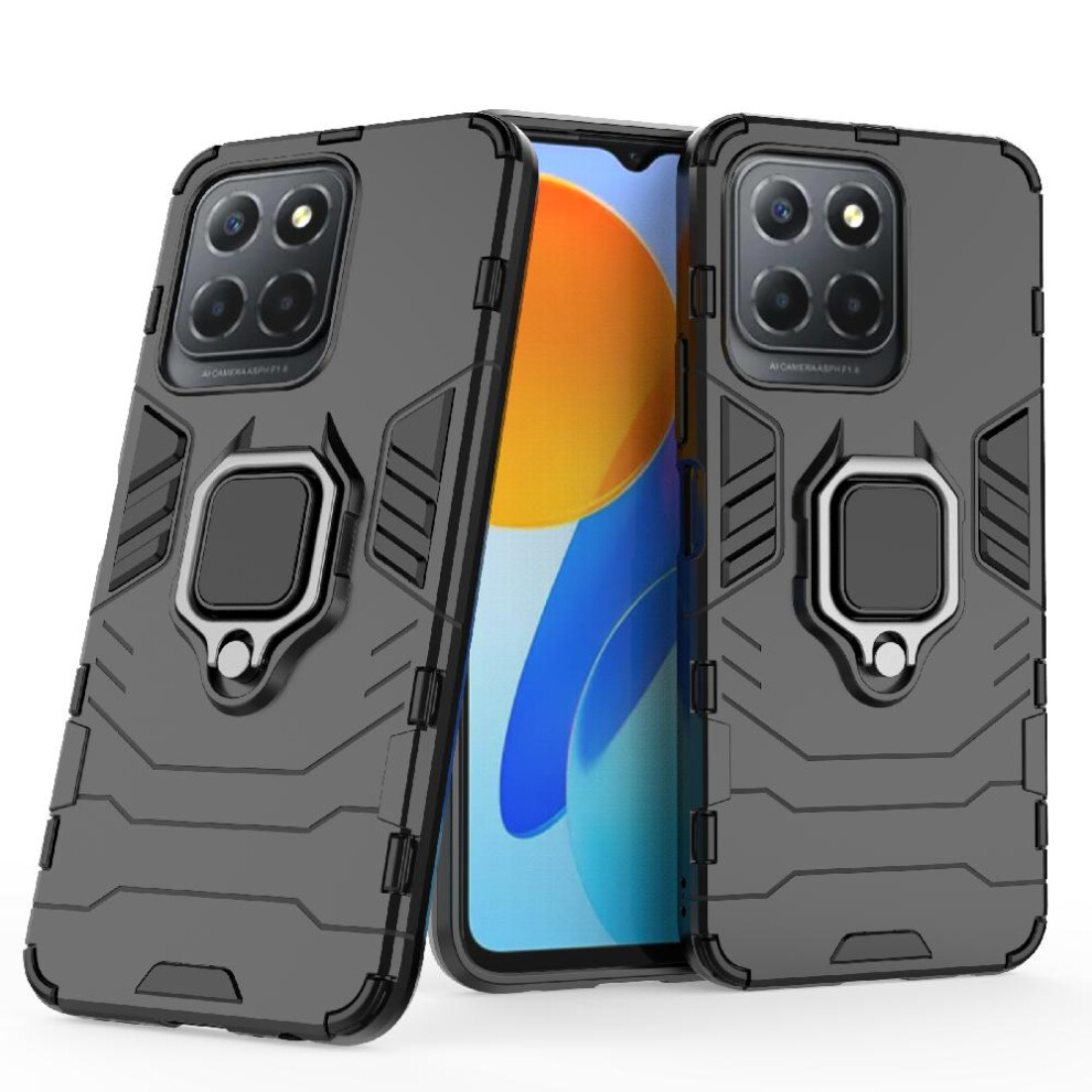 (Black) Case For Honor X8 5G 360Rotating Ring Shockproof Cover Kickstand Military Drop Protection Black 764762725075