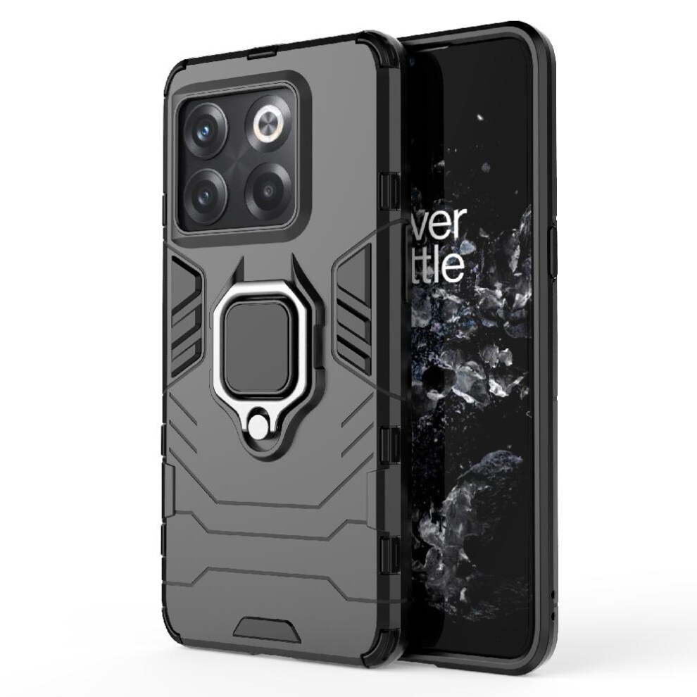 (Black) Case For Oneplus 10T 5G 360Rotating Ring Shockproof Cover Military Drop Protection Kickstand Black 764762725136