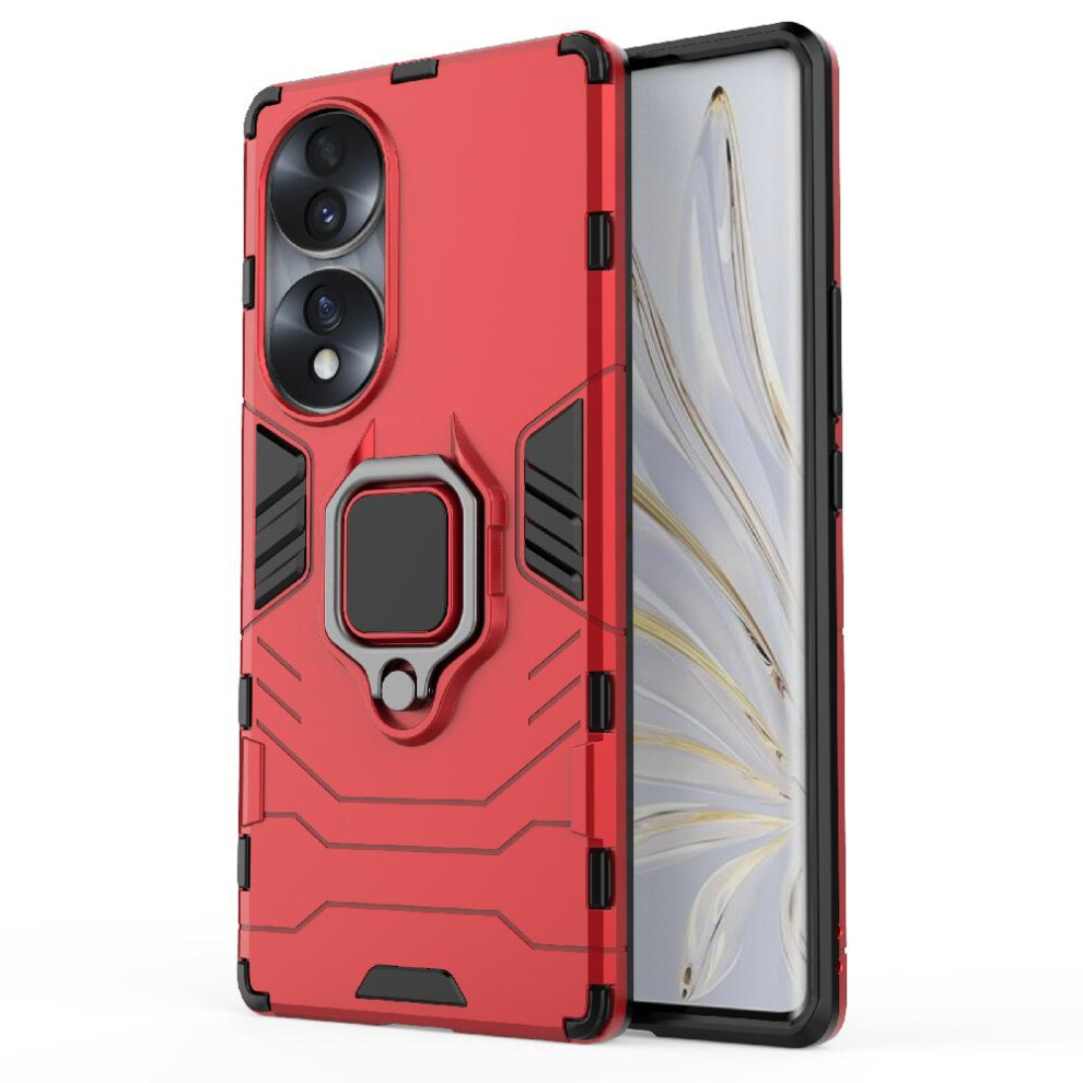 (Red) Case For Honor 70 5G Shockproof Cover Kickstand Military Drop Protection 360Rotating Ring Red 764762725266
