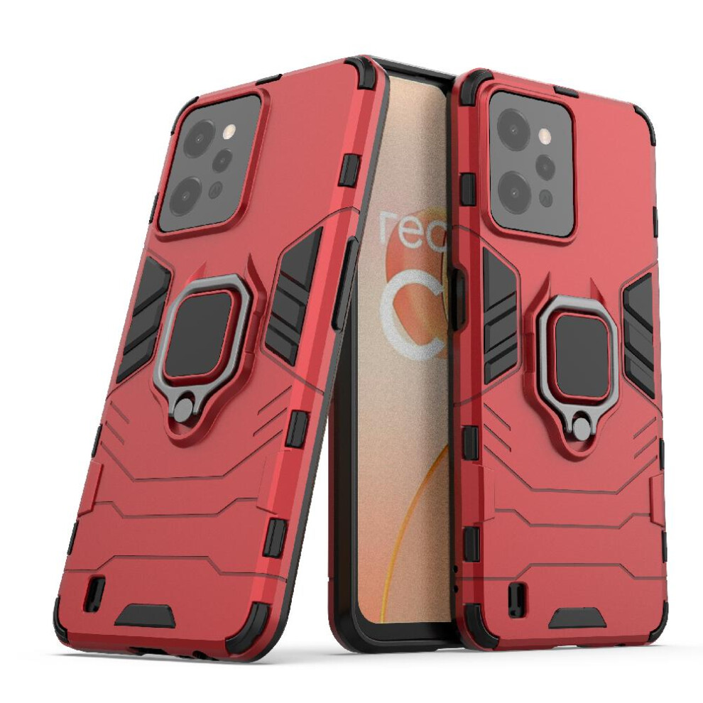 (Red) Case For Realme C31 360Rotating Ring Kickstand Shockproof Cover Military Drop Protection Red 764762725471