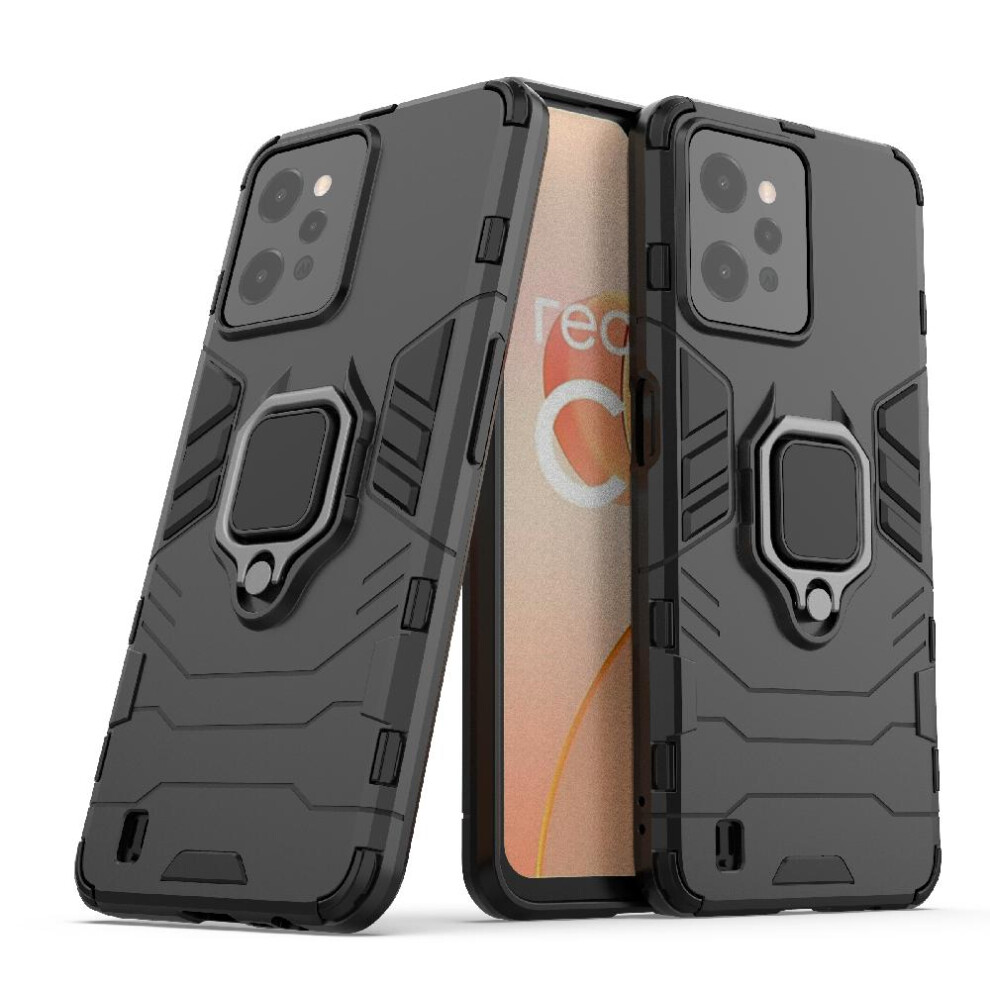 (Black) Case For Realme C31 360Rotating Ring Kickstand Shockproof Cover Military Drop Protection Black 764762725464