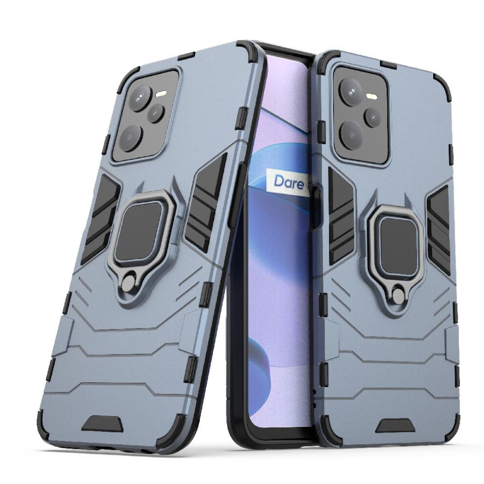 ( ) Case For Realme C35 Military Drop Protection 360Rotating Ring Kickstand Shockproof Cover Gray 764762725549