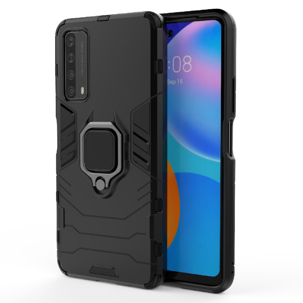 (Black) Case For Huawei P Smart 2021 360Rotating Ring Kickstand Military Drop Protection Shockproof Cover Black 764762725822
