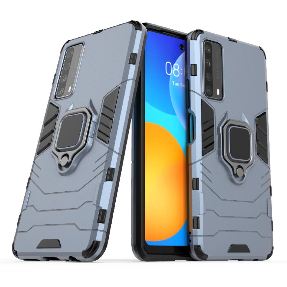 ( ) Case For Huawei P Smart 2021 360Rotating Ring Kickstand Military Drop Protection Shockproof Cover Gray 764762725846