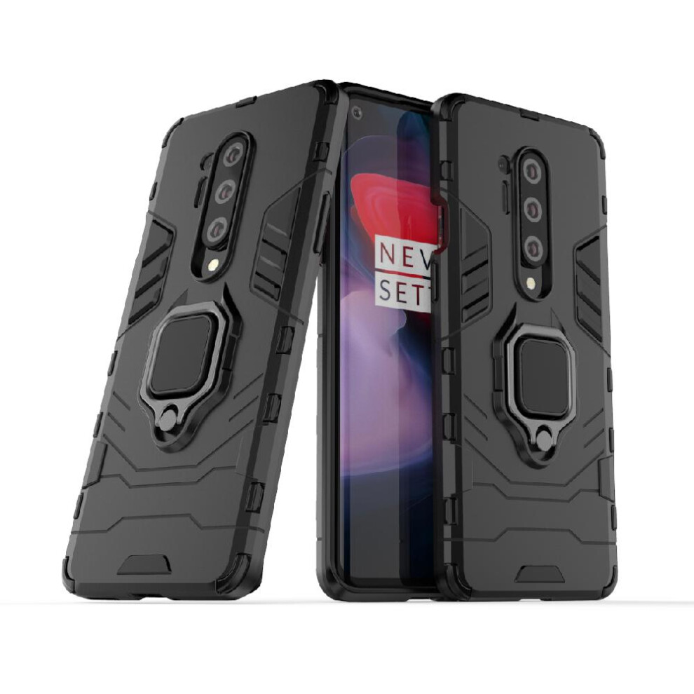 (Black) Case For Oneplus 8 360Rotating Ring Military Drop Protection Kickstand Shockproof Cover Black 764762726003