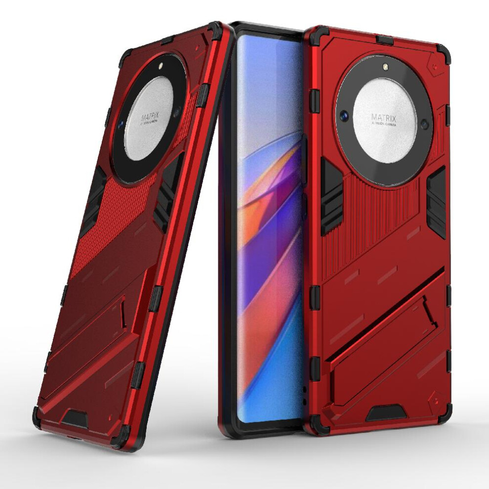 (Red) Case For Honor Magic 5 Lite Kickstand Rugged Military Protective Cover Red 764762726515