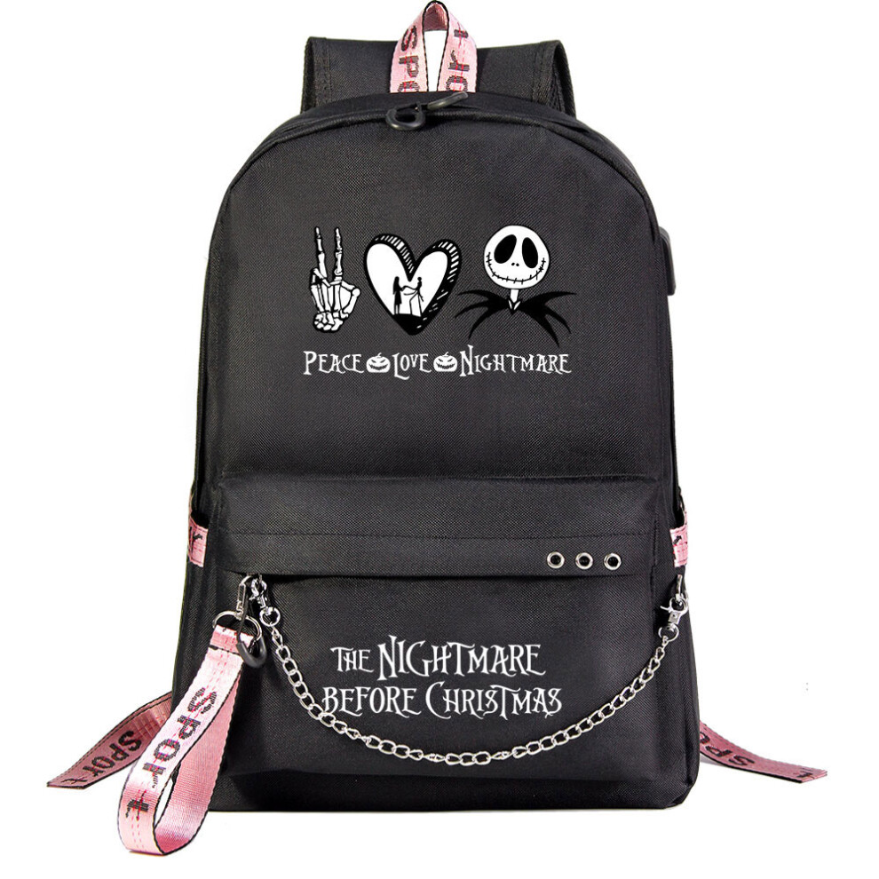 (06) The Nightmare Before Christmas Boys Girls Kids School Book Bags Women USB Backpack Canvas Men Laptop Bagpack Bookbag-image-OPC-PDTVVP9-NEW