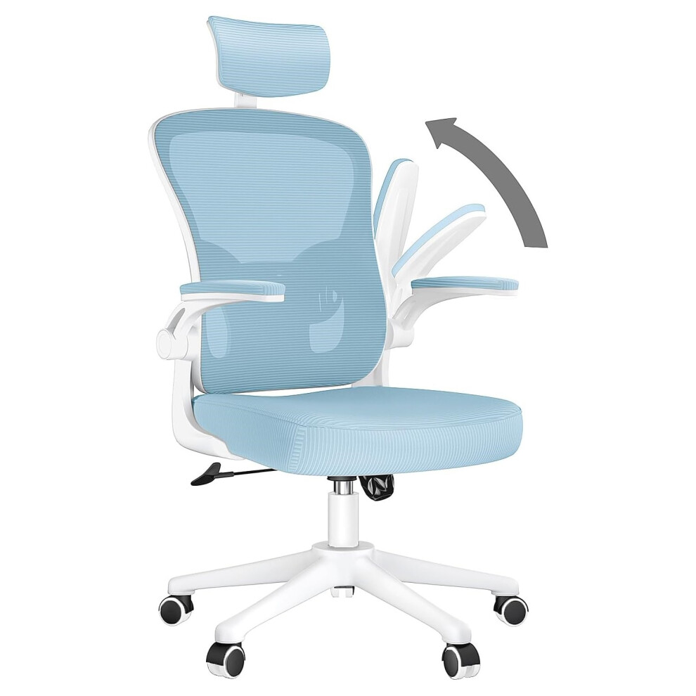 Ergonomic Computer Chair with 90° Flip-Up Armrest, Adjustable Headrest for Home and Office