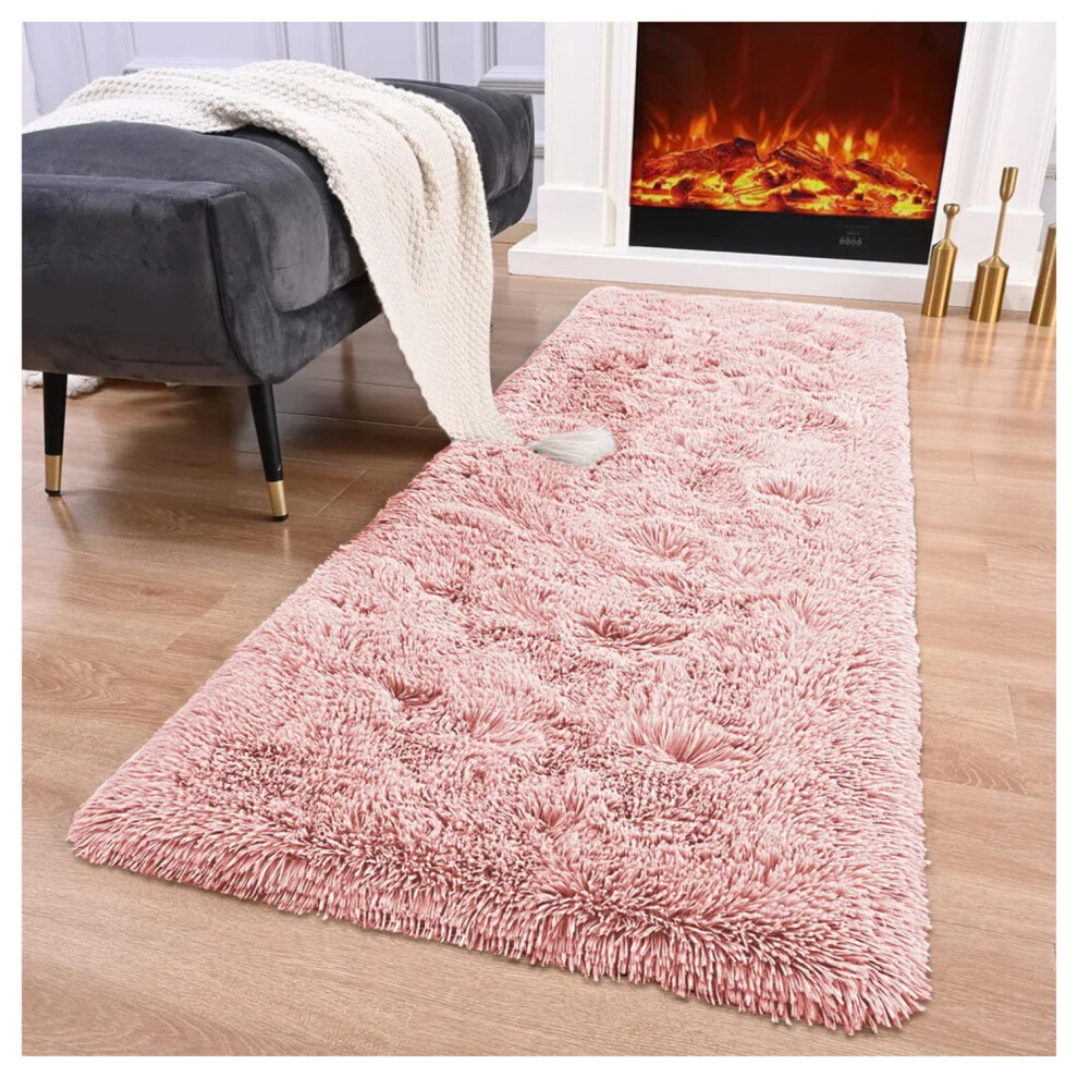 (80cm x 150cm (2ft 8" x 5ft)- Large Runner, Pink Shaggy Rugs) Non-Slip Runner Rugs Shaggy Rug Living Room Carpet