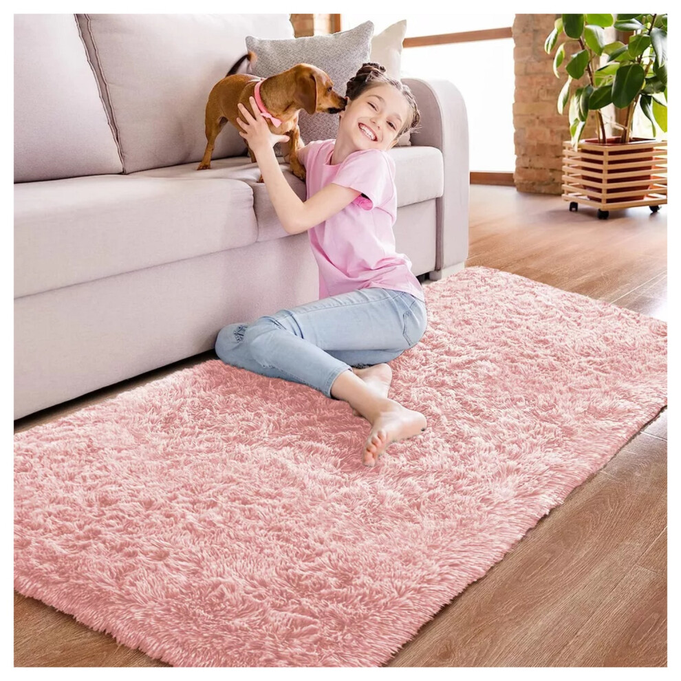 ( 60cm x 220cm (2ft x 7ft 7")- Runner , Pink Shaggy Rugs) Non-Slip Runner Rugs Shaggy Rug Living Room Carpet