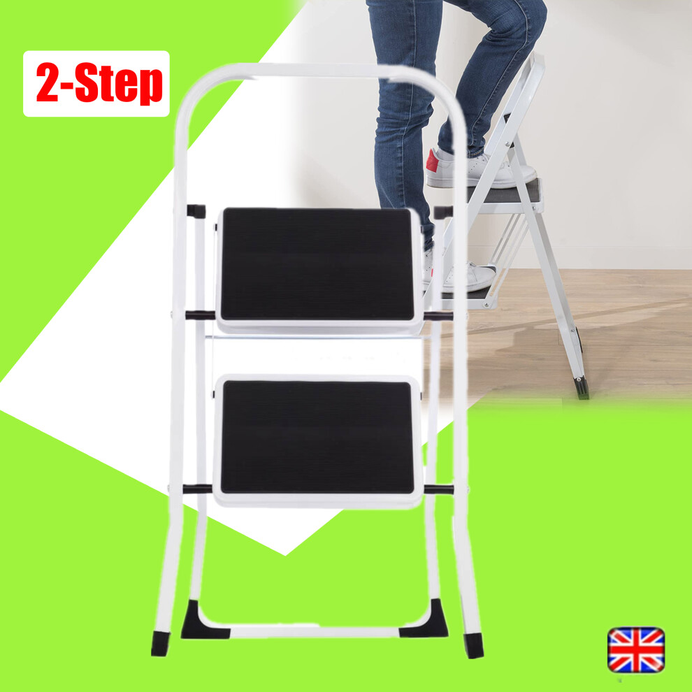 (2-Step) Folding Ladder Portable Step Stool Rubber Feet