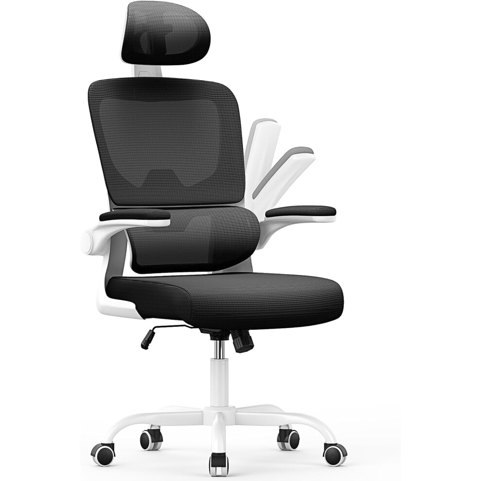 (White C) Ergonomic Office Chair With Adjustable Headrest