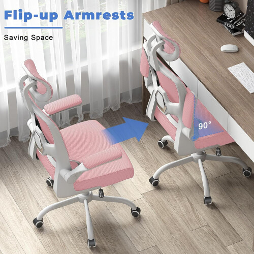 (Pink C) Ergonomic Office Chair With Adjustable Headrest 2