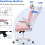 (Pink C) Ergonomic Office Chair With Adjustable Headrest 7