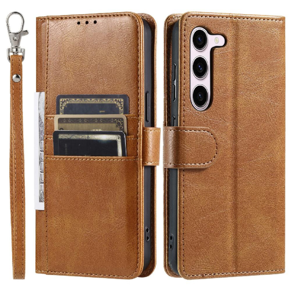 (Brown) Flip Case For Samsung Galaxy S23 6 Card Slots Pu Leather Kickstand Wallet Brown 764762729646