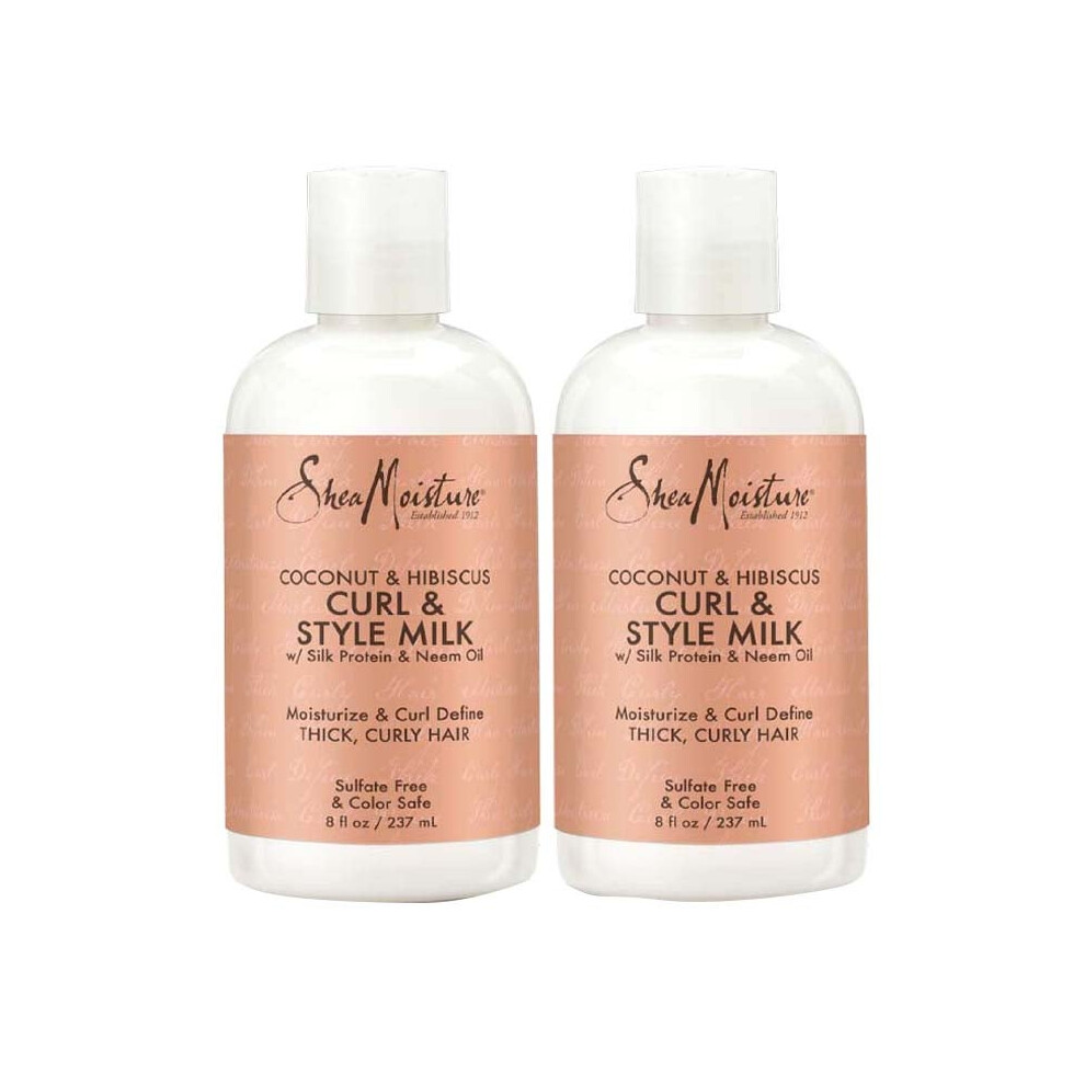 SheaMoisture Coconut & Hibiscus Curl & Style Milk with Silk Protein & Neem Oil For Thick, Curly Hair Pack Of 2