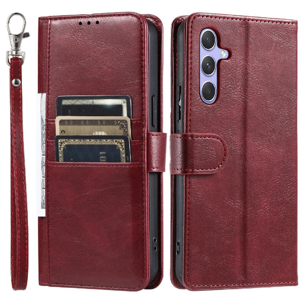 (Red) Flip Case For Samsung Galaxy A54 5G Wallet 6 Card Slots Pu Leather Kickstand Red 764762730079