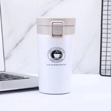 (Coffee White) Insulated Travel Coffee Mug Cup Thermal Stainless Steel Flask Vacuum Thermos