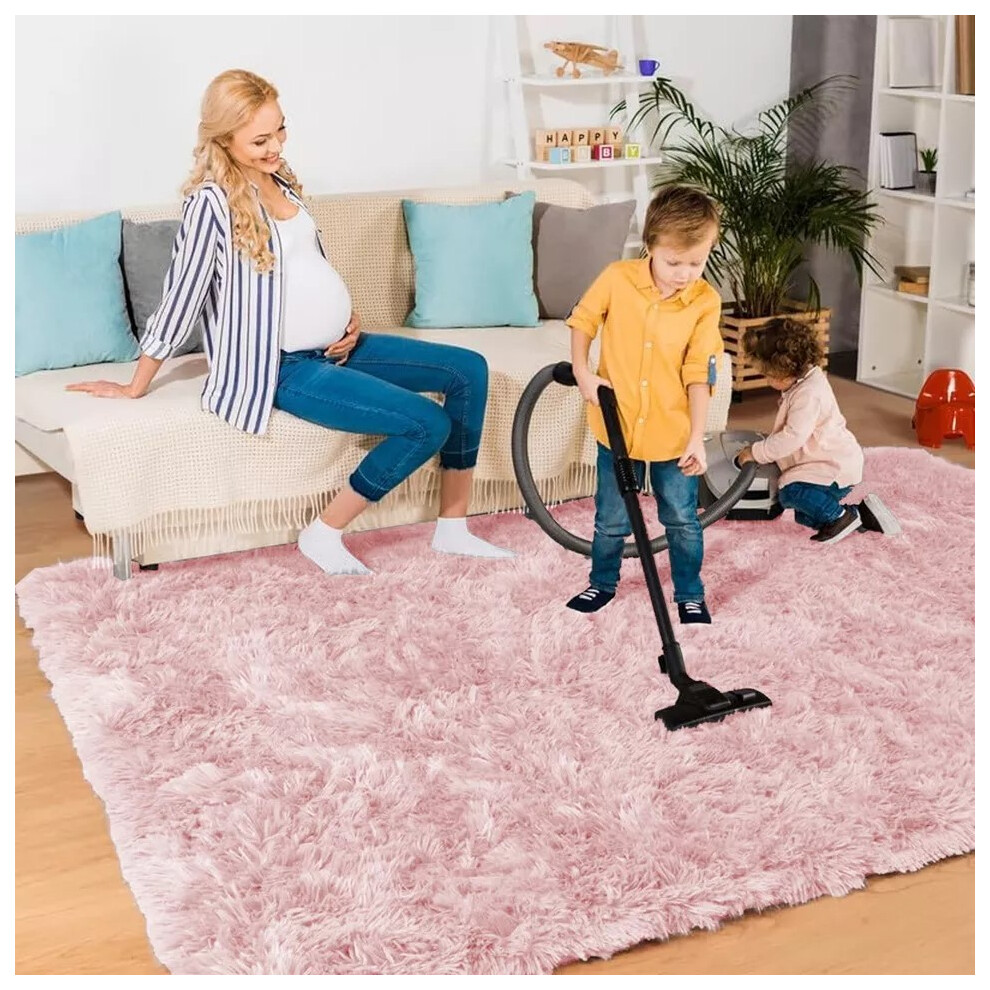 (Pink, 120cm x 170cm (4ft x 5ft 6")) Thick Shaggy Rugs Living Room Indoor Outdoor Area Rugs Non Slip Runner Rugs