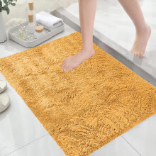 (Ochre Yellow, 50cm x 80 cm (1 ft 6 in x 2 ft 6 in)_ Small Bath Mat) Thick Shaggy Rugs Living Room Indoor Outdoor Area Rugs Non Slip Runner Rugs
