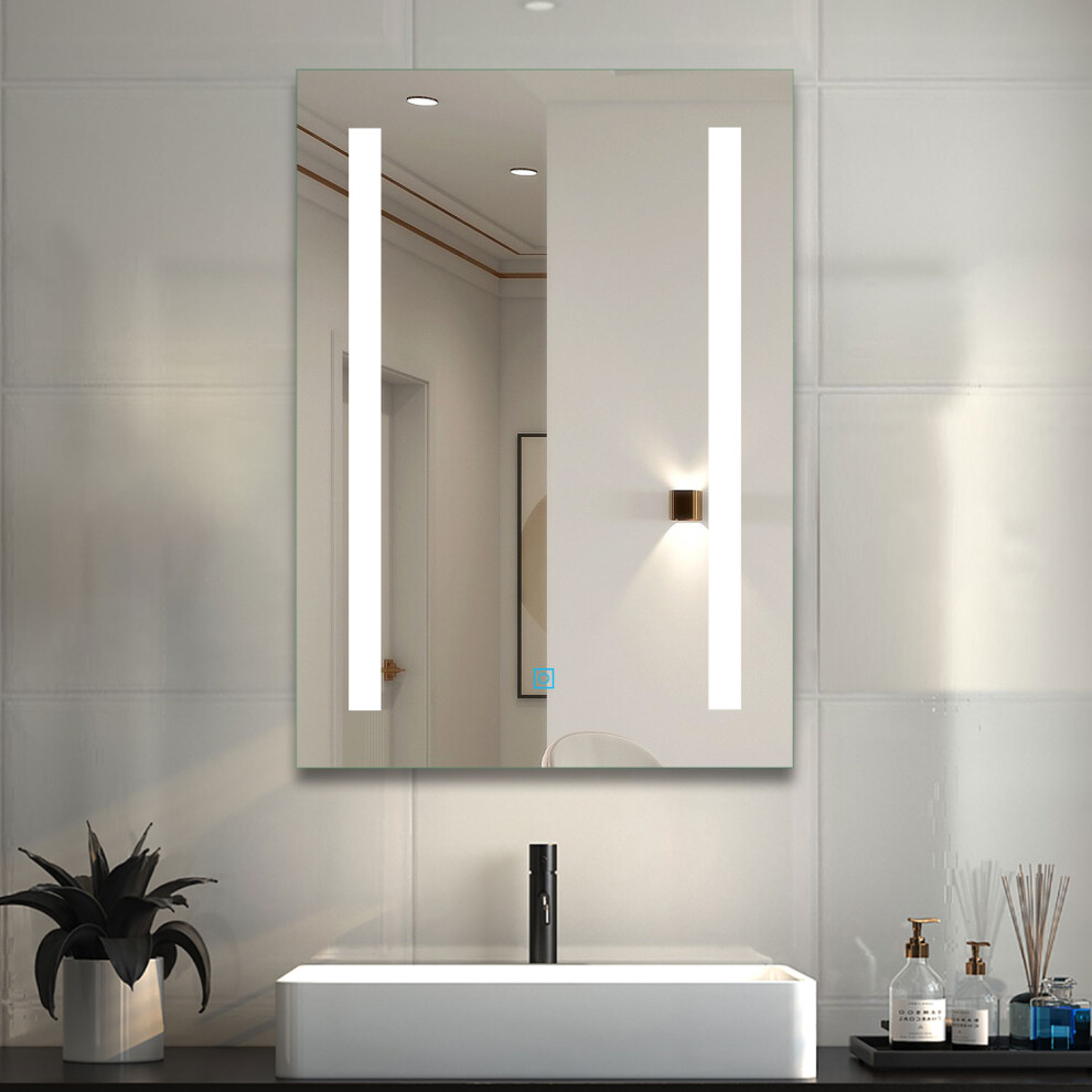 LED Bathroom Mirror with Shaver Socket, Dimmable, Demister 500x700mm