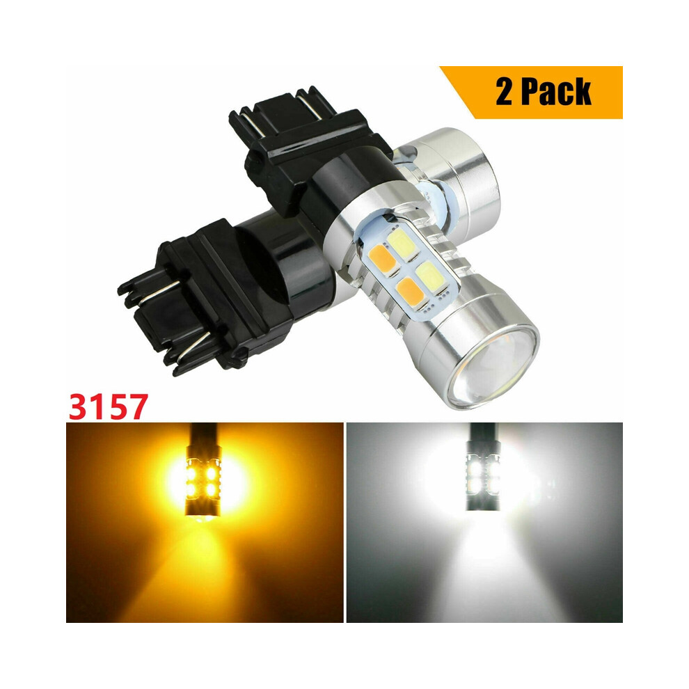 2X High Power 3157 Led Drl / Switchback Turn Signal Parking 20-Smd-5730 Bulbs Dual Color White/Amber/Light 6911533621805