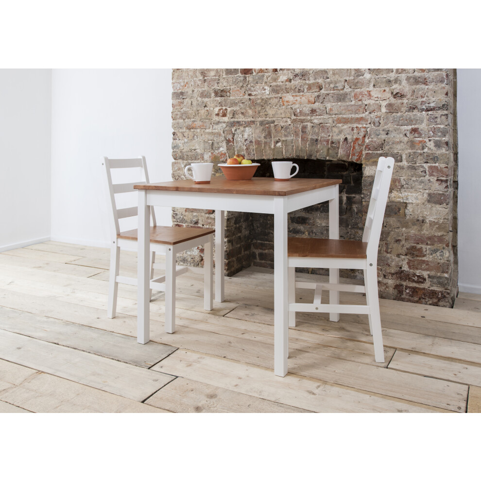 Annika Bistro Table in White and Natural Pine