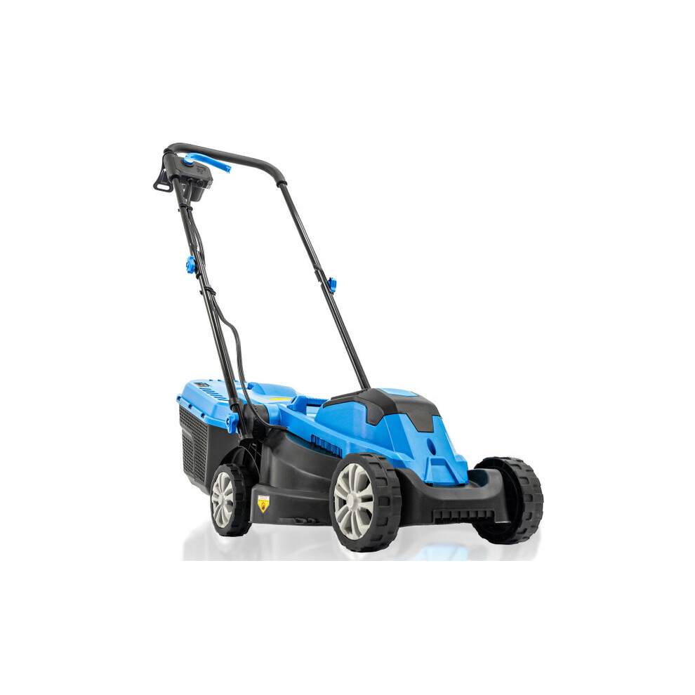 Hyundai Hym3313e 33Cm 1300W Electric Lawn Mower, 11M Detachable Power Cable, 3 Heights & 30L Collection Bag