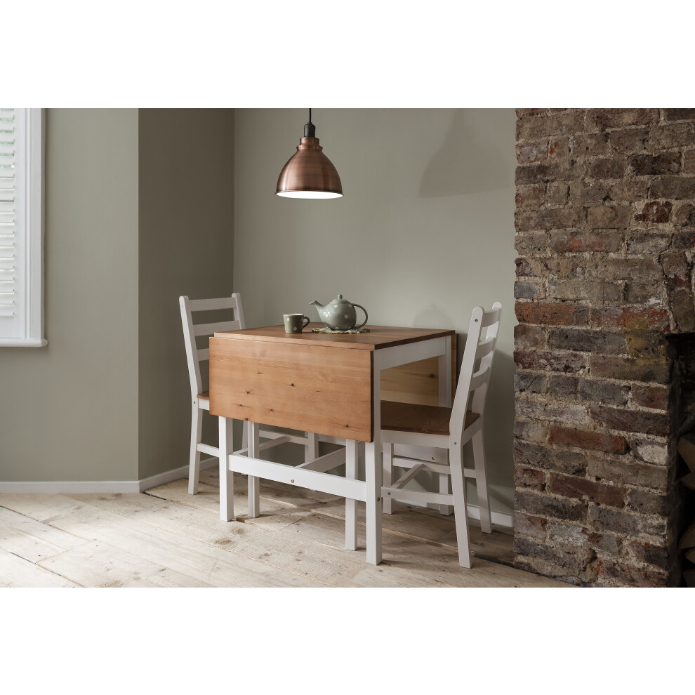 Annika Dropleaf Dining Table in Classic White & Natural Pine