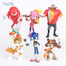 (5 Big Sonic) 6pcs/Set Sonic the Hedgehog Action Figure
