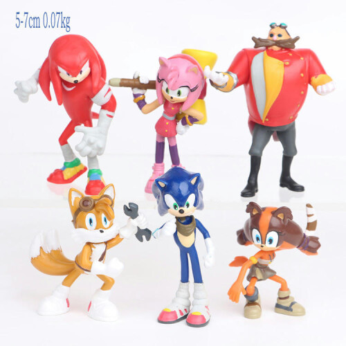 (5 Big Sonic) 6pcs/Set Sonic the Hedgehog Action Figure