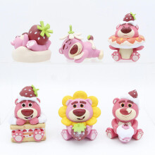 6 Strawberry Bear Figures Dessert Party Series Trendy Gacha Doll Butt Bear Animal Cake Ornaments