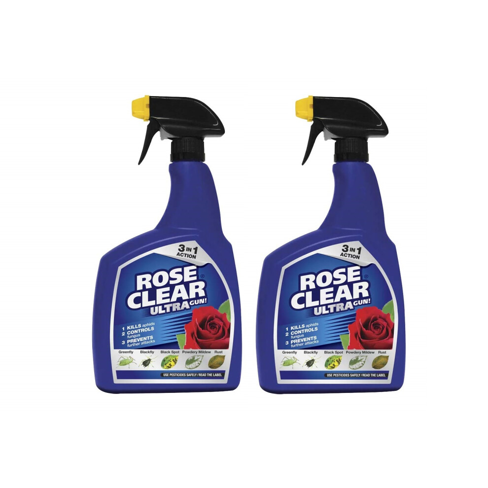 (2 x Bottles) Rose Clear Ultra Gun 3 In 1 fugus Control -1 Litre